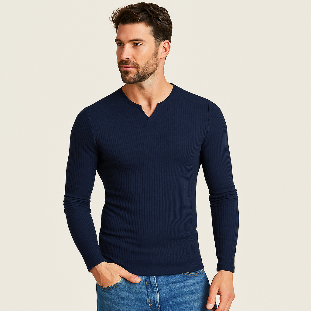 Klassischer Slim Fit V-Ausschnitt Strick Pullover für Herren | Ideal für alle Jahreszeiten