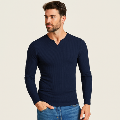 Klassischer Slim Fit V-Ausschnitt Strick Pullover für Herren | Ideal für alle Jahreszeiten