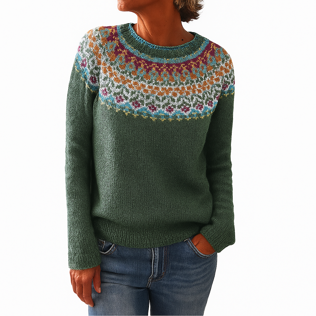 Zariah - Eleganter Tribal-Pullover mit Blumenmuster für Damen